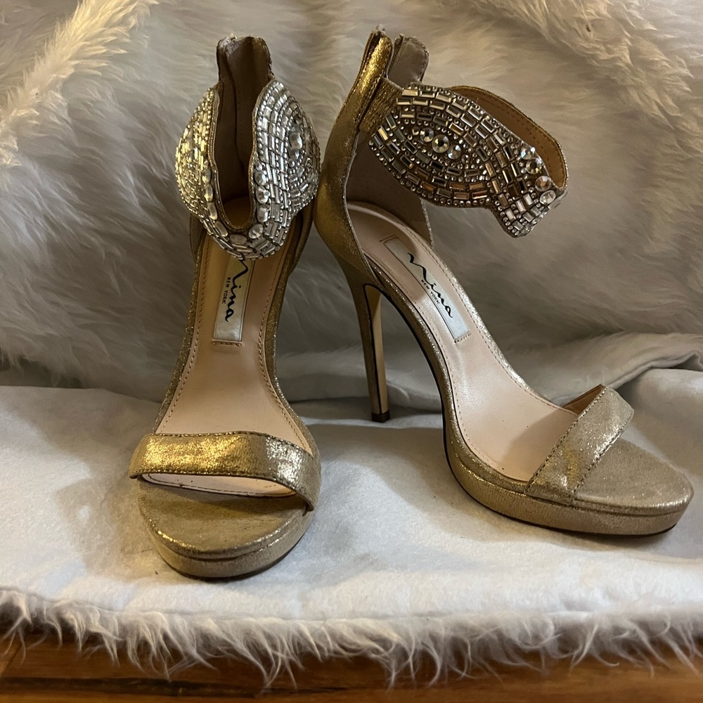 Nina heels with jeweled ankle strap